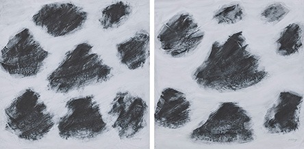 생존 [191226] · 한지에 먹, 아크릴채색 · 59×59cmx2 · 2019 · Survival [191226]