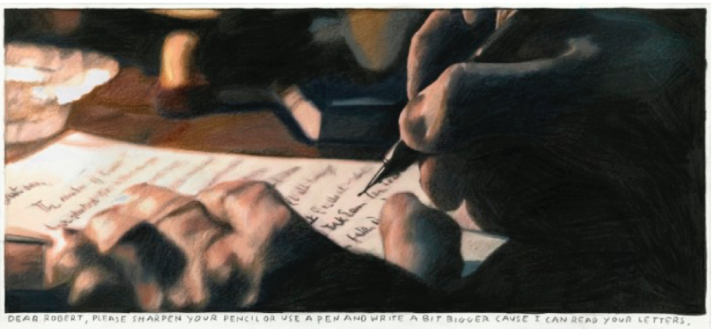 Rinus Van de Velde. Dear Robert,... · colored pencil on paper · 17.4 x 37. 9 cm, 62 x 80 cm framed · 2019 [출처] 갤러리바톤 홈페이지 · Rinus Van de Velde. Dear Robert,... · colored pencil on paper