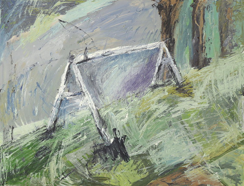 허찬미 - 구르는 기둥 · 캔버스에 과슈 · 50.2x65cm · 2020