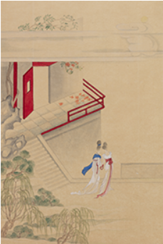 연회장의 밤 7. 새벽 안개 속 C동 · 윷지에 채색 · 91 x 60.5 cm · 2020, [출처] OCI 미술관 홈페이지