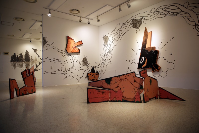 그르륵 · Mixed media on panel · 88x157cm · 2020 · Mixed media on panel