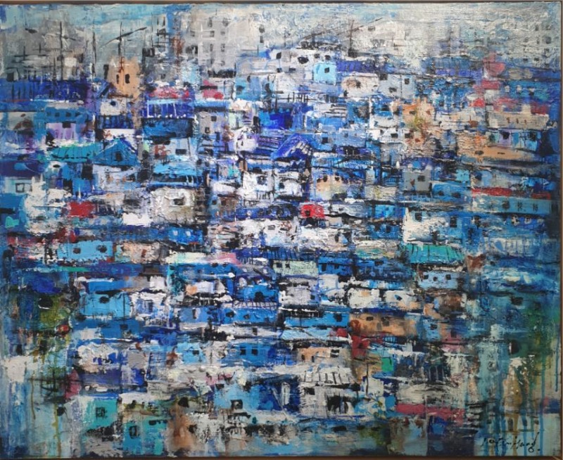 사라지는 풍경 #성북동 · Mixes media on canvas · 65x91cm · 2019 · Mixes media on canvas