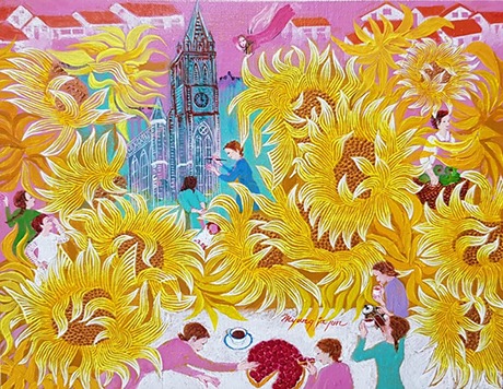 금빛 해바라기 · Oil on canvas · 41x33cm · 2019 · Golden sun Flower · 41x33cm