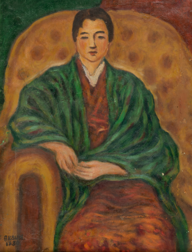 기모노를 입은 여인 · oil on canvas · 43x33cm · 1935 · Woman in Kimono · oil on canvas