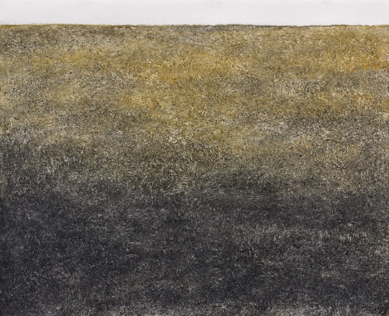 2월의 들녘 · 한지에 혼합재료 · 53x65cm · 2021