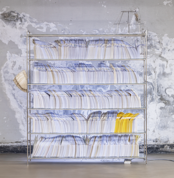 Letters_Life Project, work in progress, installation view · tissue, butter paper, silk fabrics, cotton textiles, table, chair · 2003~ · Letters_Life Project, work in progress, installation view · tissue, butter paper, silk fabrics, cotton textiles, table, c