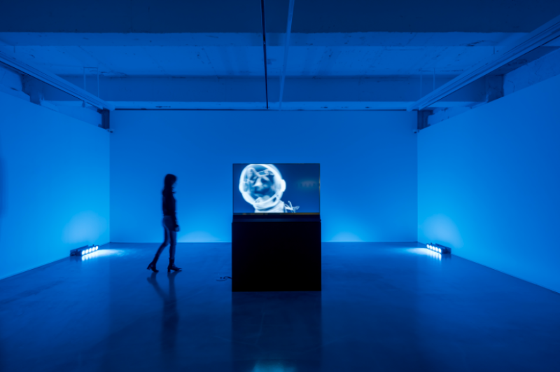 Sejin Kim. Messenger(s), 2019 · 2-channel 3D motion graphic video on each OLED & LED Monitor, stereo sound, LED lights, Courtesy of Gallery Baton · (이미지 출처 = 갤러리 바톤) · Sejin Kim. Messenger(s), 2019 · 2-channel 3D motion graphic video on each OLED & LED Moni