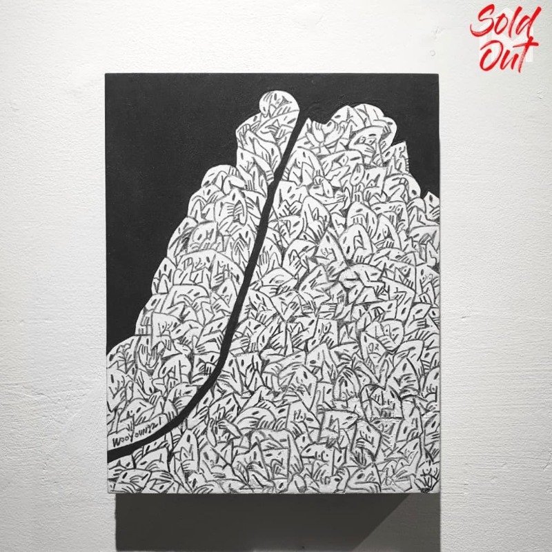 Untitled · 장지에 먹, 호분과 연필 · 2021 (출처= 맨션나인) · Untitled