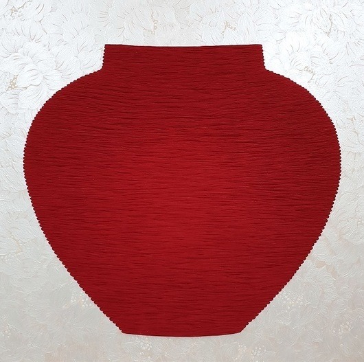 About wish 1878 · 한지에 채색과 바느질 · 85 x 85 cm · 2018