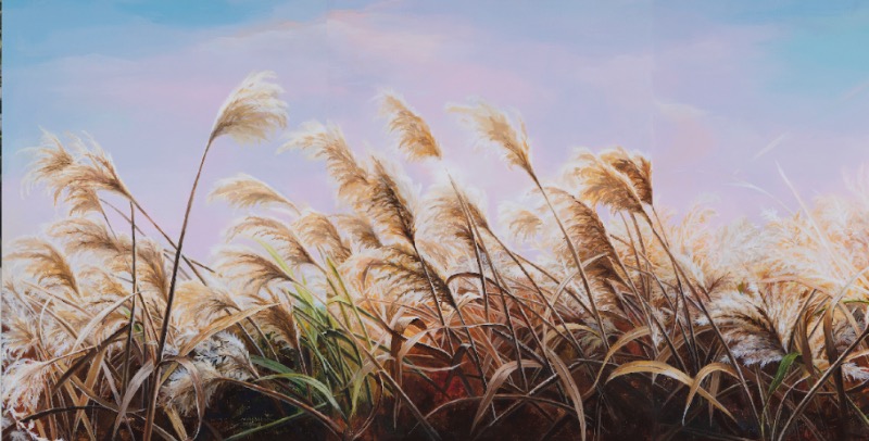 조용한 울림-빛 · Acrylic on canvas · 72.7x159.0cm · 2021 (이미지 제공 = 갤러리 너트) · Acrylic on canvas