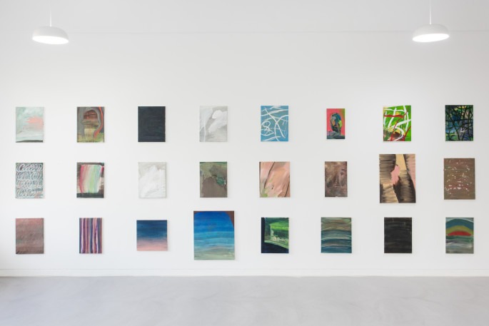 정현두, ‘2019. 10. 30. – 2020. 09. 11.’ 연작 · Oil on canvas · 가변설치 · 2020 (출처= 경기창작센터)