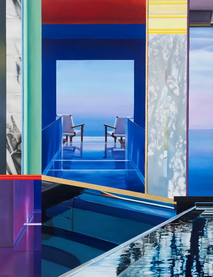 two chairs on the line · Oil on canvas · 145.5×112.1cm · 2020 (출처= 갤러리이즈) · two chairs on the line · Oil on canvas