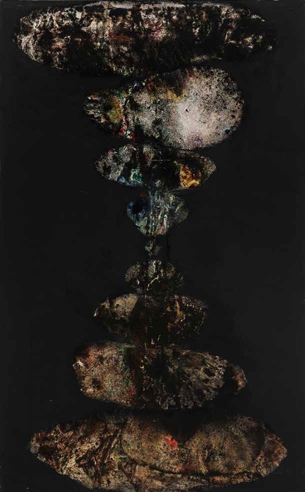 돌 탑 Sisphus · Acrylic & Mixed Media · 145.5 x 89.4cm · 2019 (출처= 갤러리그림손) · Sisphus · Acrylic & Mixed Media