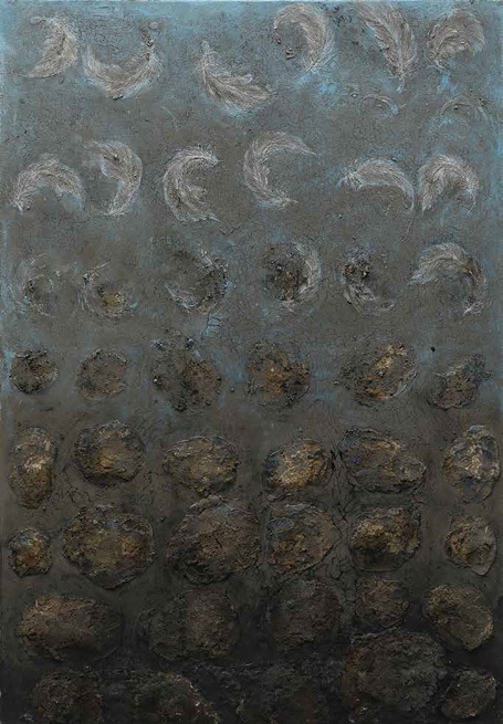 Untitled · Acrylic & Mixed Media · 130.3 x 89.4cm · 2019 (출처= 갤러리그림손) · Untitled · Acrylic & Mixed Media