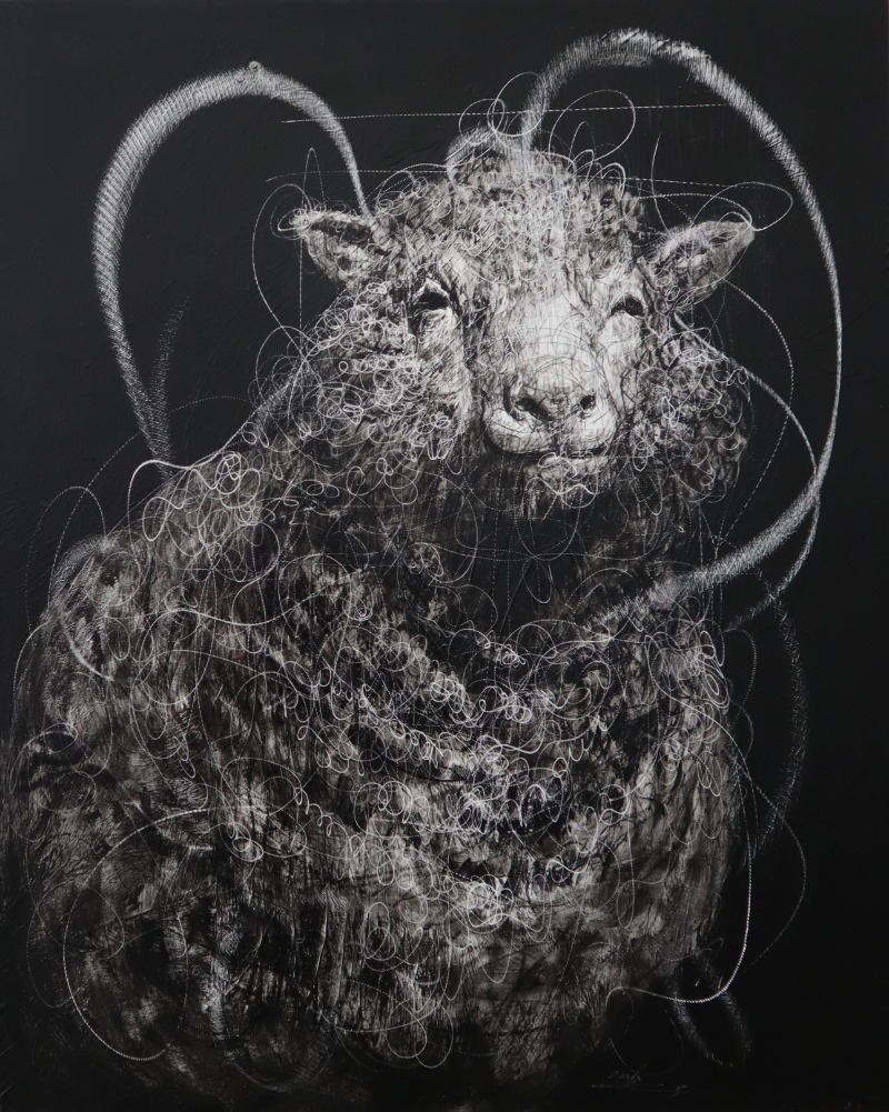 양 · oil on canvas · 80.3x100cm · 2007~2021(이미지 제공 = 이상원 미술관) · Sheep · Oil on canvas.