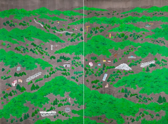 김봄 - 산하 山下 · 캔버스에 혼합재료 · 194×260cm · 2009 [출처] 포항시립미술관 홈페이지