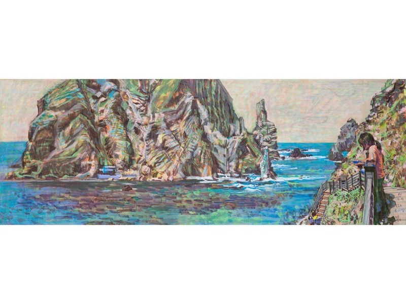민정기, 친구야, 독도는 우리땅 · 캔버스에 유채 · 67.5 x 265 cm · 2020 · oil on cavnas