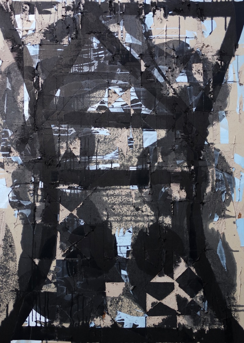 예술과 암호5 · 종이에 먹, 나무판넬에 배접 · 153x110cm · 2020 (출처= 슈페리어 갤러리)