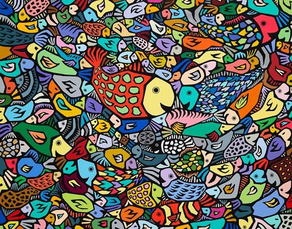 칠흑같은 밤일지라도 우리는 별빛을 노래하리라 · Acrylic on canvas · 91×116.8cm · 2021 (출처= 이랜드갤러리 아트로)