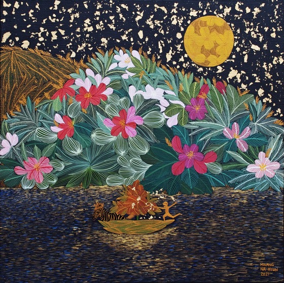 Gala show · Mixed Media on Canvas · 60.6 x 60.6cm · 2021 (출처= 갤러리마롱) · Gala show · Mixed Media on Canvas
