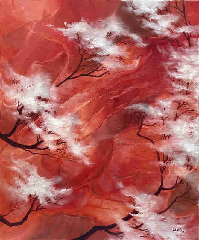 붉은 사막 구름나무1 red desert cloud tree 1 · Oil on canvas · 12호 F · 2021 (출처= 예술공간 봄) · red desert cloud tree 1 · Oil on canvas