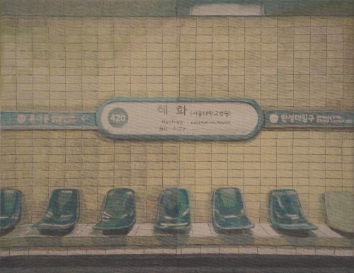 Hyehwa · graphite and acrylic on canvas · 40.9x53cm · 2021 (이미지 출처 = 갤러리2) · Hyehwa · graphite and acrylic on canvas