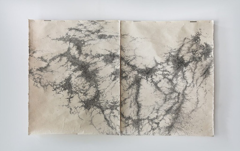 일상적인 희생물 - 대지 2021 · 장지에 먹 · 170 x 280cm · 2021 (출처= 서울13)
