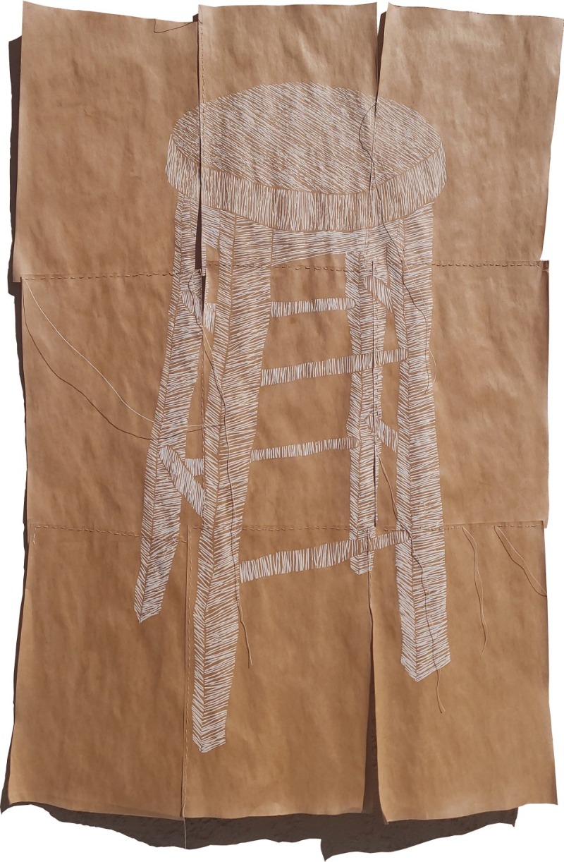 H23G+CJ Fremont (#113) · coloring on kraft paper · 24 x36 inch · 2021 (출처= 가모갤러리) · H23G+CJ Fremont (#113) · coloring on kraft paper