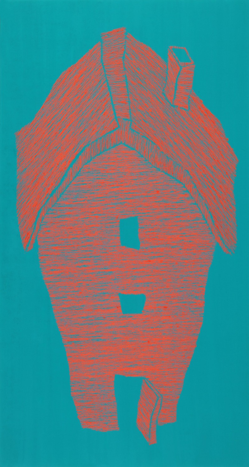 Space is memory · coloring on Hanji (Korean paper) · 150X80cm · 2021 (출처= 가모갤러리) · Space is memory · coloring on Hanji (Korean paper)