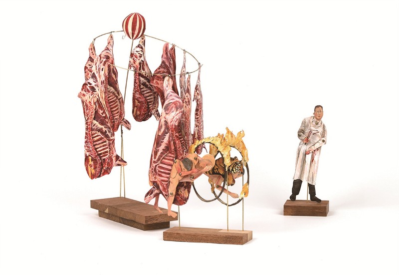 쿵 하면 흔들리는 세계 · paint on paper, copper wire, steel wire, wood · dimensions variable · 2021 (출처= OCI미술관) · A world that shakes when you thump · paint on paper, copper wire, steel wire, wood