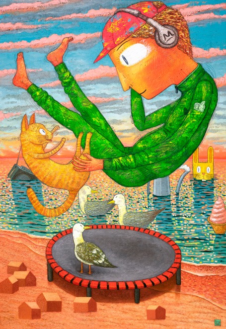 Jumping Together · Oil on Linen · 80 x 116cm · 2021 (출처= 블루원 갤러리) · Jumping Together · Oil on Linen