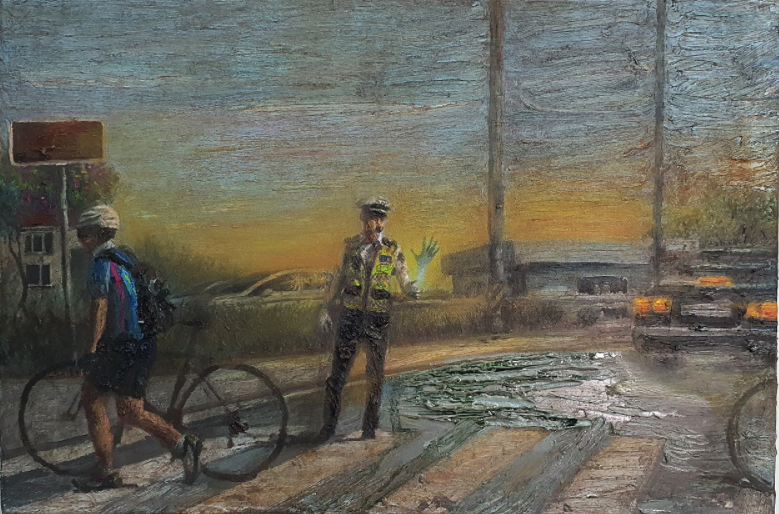 쉭 - ! · 캔버스에 유채 · 28 * 41 cm · 2020 (출처= 인디프레스갤러리) · Oil on canvas