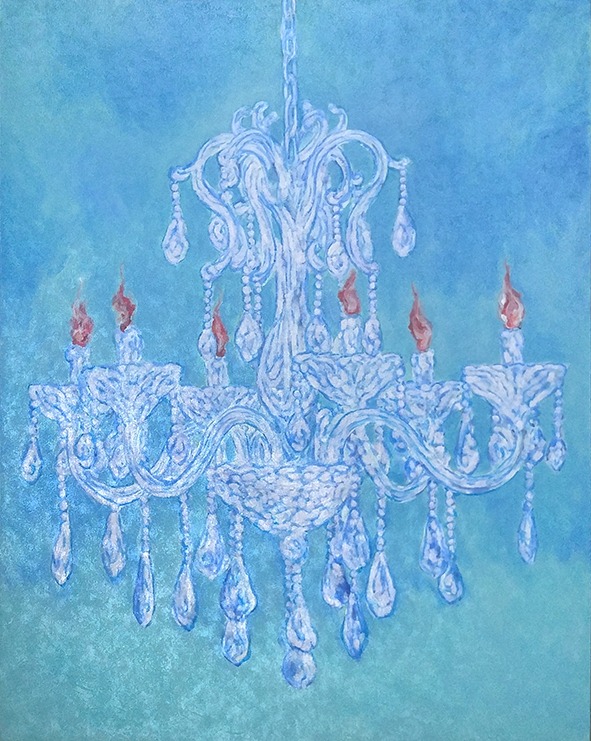 Chandelier_오래된 그리고 빛나는 · 천에 수묵바탕 및 채색, 혼합재료 · 91x73cm · 2021 (이미지 제공 = 갤러리위)