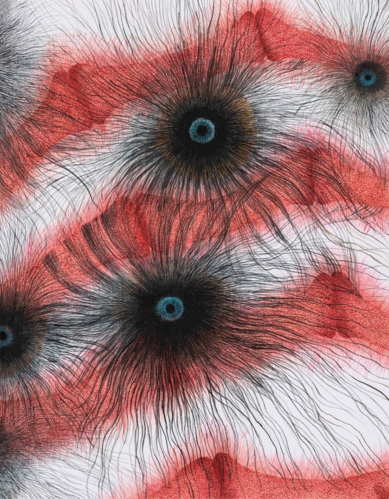 물의 희롱 · 실크에 잉크 · 30 x 40 cm · 2019(출처=소촌아트팩토리 블로그) · The Tease of Water · ink on silk