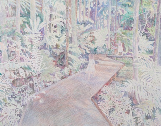 적당한 거리에서 · 장지에 채색 · 91.0 x 116.5 cm · 2021(출처=에브리아트 블로그) · right distance · coloring on paper