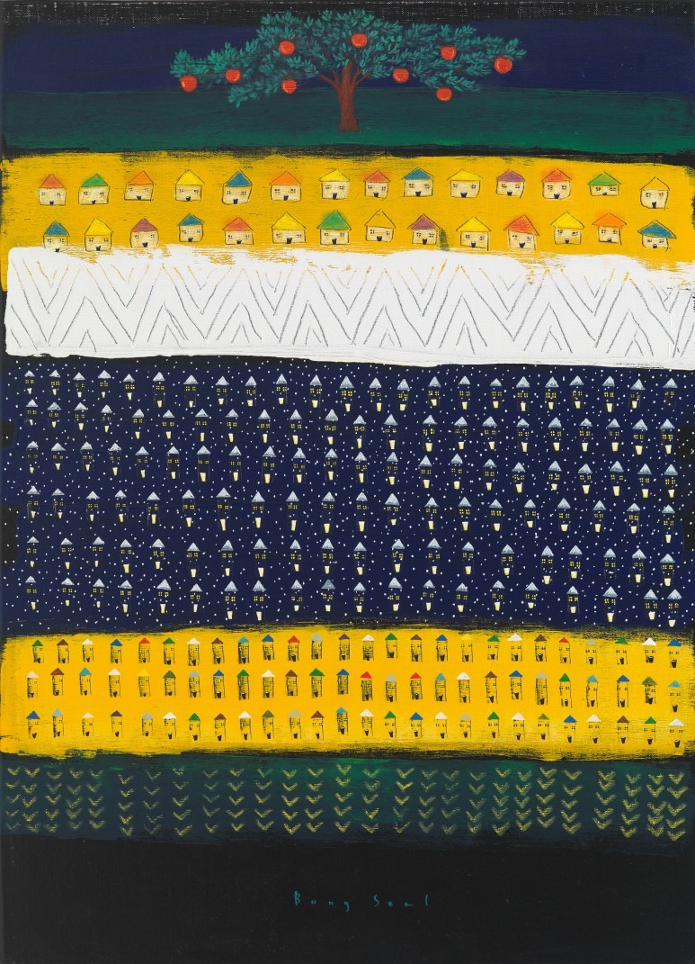 열매 · 캔버스에 아크릴 · 91 x 65.2 cm · 2021(출처=소촌아트팩토리 블로그) · fruit · acrylic on canvas