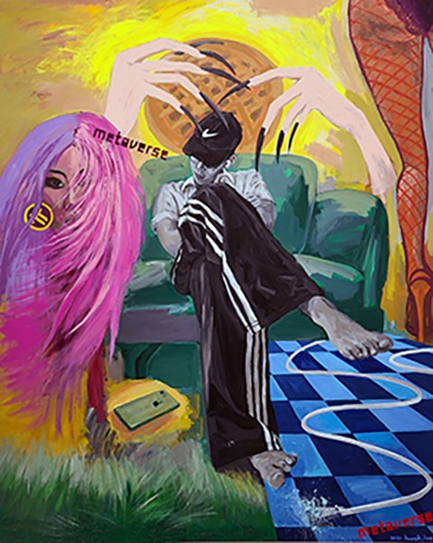 metaverse · 캔버스에 아크릴 · 120 x 160 cm · 2021(출처=YTN남산갤러리) · metaverse · acrylic on canvas