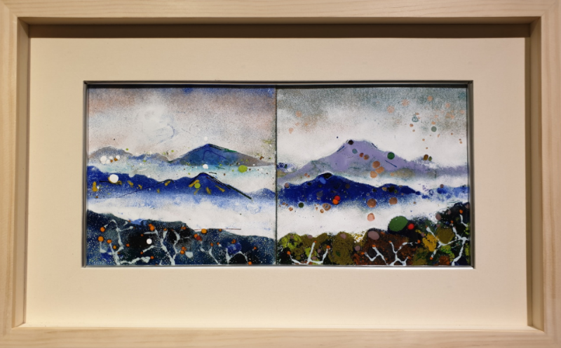 새벽 산에 올라 · 구리판에 칠보 · (출처= 갤러리아트눈) · climb the mountain at dawn · Cloisonne on a copper plate