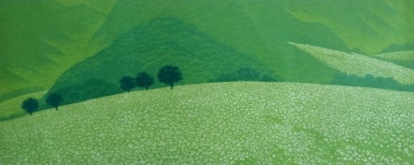 메밀꽃 필무렵 I · 목판화 · 123x47cm · 2001 (출처= 유나이티드갤러리) · When the Buckwheat Flower Blooms I · woodcut
