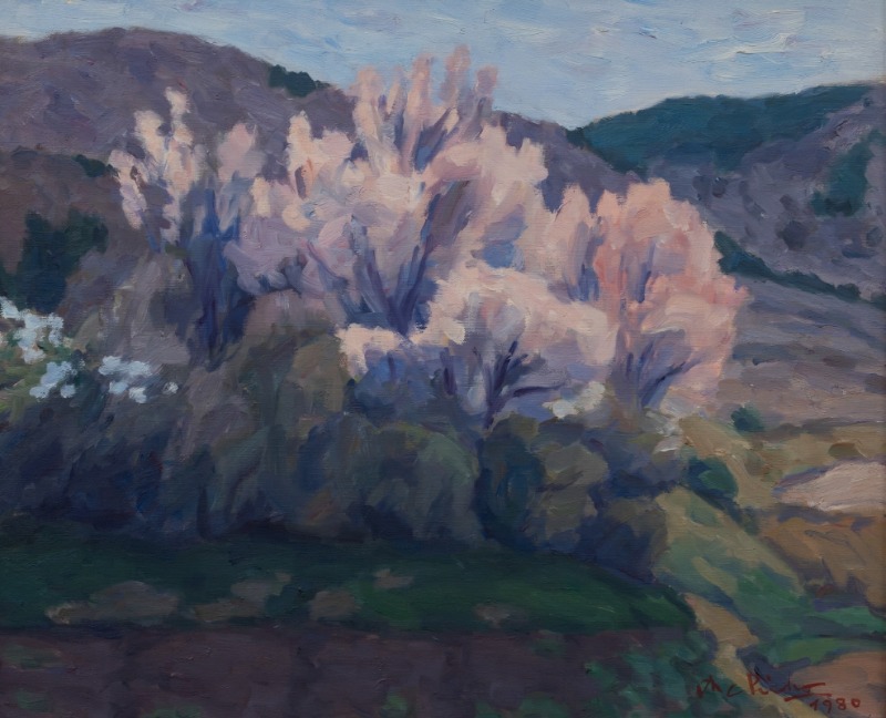 복사꽃 있는 풍경 · 48.5 x 60 cm · 1980 (출처=전남도립미술관) · The scenery of peach blossom