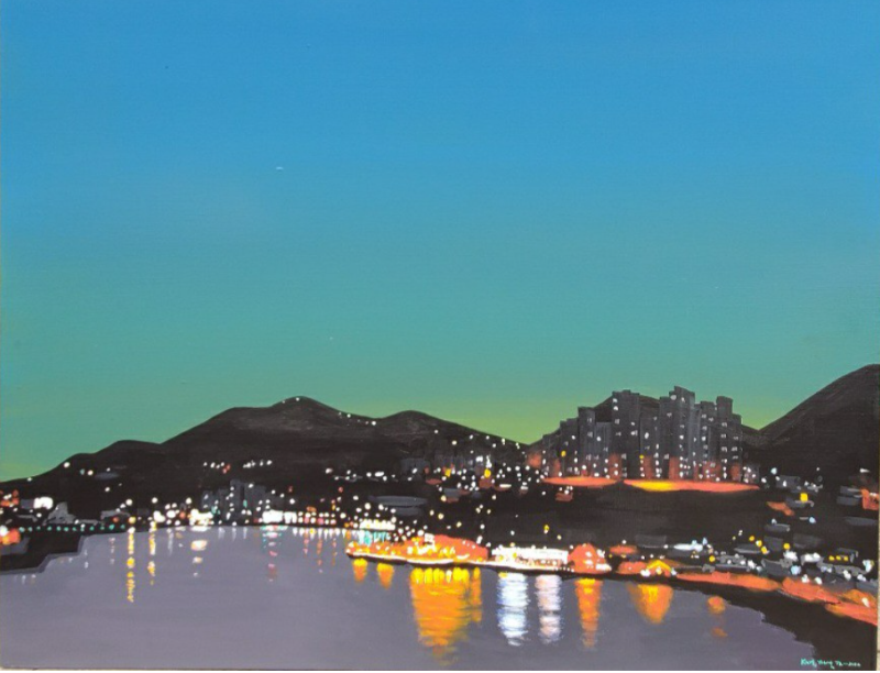 여수 밤바다 · Acrylic on Canvas · 91.0 x 72.7 cm · 2020 (출처= G&J GALLERY) · Yeosu night sea · Acrylic on Canvas