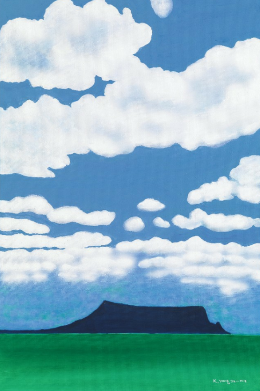 성산 일출봉의 구름 · Acrylic on Canvas · 91.0 x 60.6 cm · 2019 (출처= G&J GALLERY) · Seongsan Sunrise Peak Clouds · Acrylic on Canvas