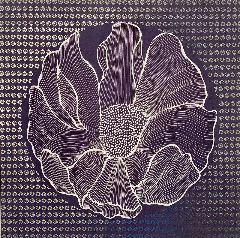 memory_mori #6 · Silk, Acid dye, YUZEN · 100 x 100 cm · (출처=낙동강문화관) · memory_mori #6 · Silk, Acid dye, YUZEN