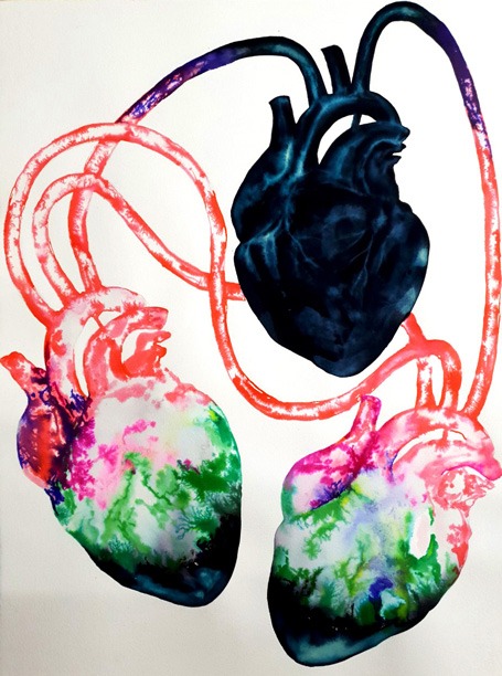 Togetherness · Ink on Paper · 76 x 56cm · 2021 (출처= 데코인갤러리) · Togetherness · Ink on Paper
