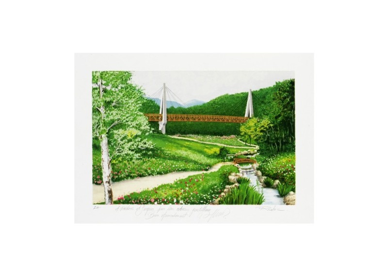 다리가 있는 풍경 · 석판화 · 81 x 67 cm · (출처=갤러리오엔) · The landscape with a bridge · lithography