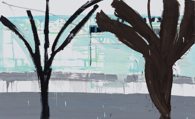 유현경, On the Road of Walking, Berlin, Winter · Oil on canvas · 120.8x197.3cm · 2021 (출처= 아트스페이스3) · Hyeonkyeong YOU, On the Road of Walking, Berlin, Winter · Oil on canvas