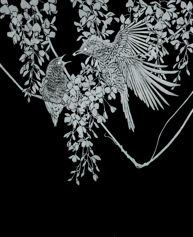 white eyed 42 · 유리, 오일 인레이 기법 · 44×36cm · 2021 (이미지 제공 = (재)한원미술관) · white eyed 42