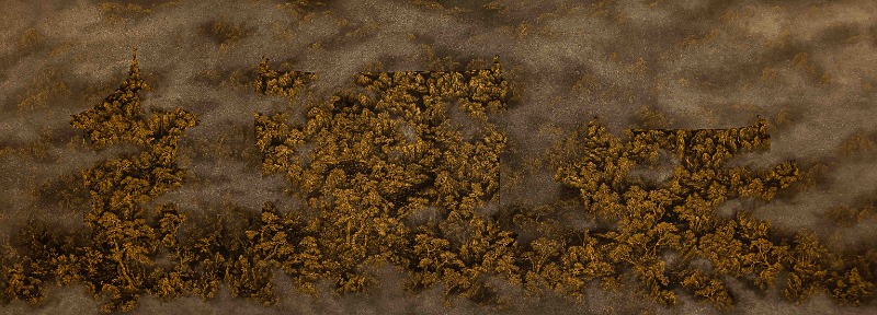 이동시점으로 본 풍경 Yellow 21-01 · 장지 위에 먹, 안료 · 210x580cm(4PCS) · 2021 (이미지 제공 = 조현화랑)