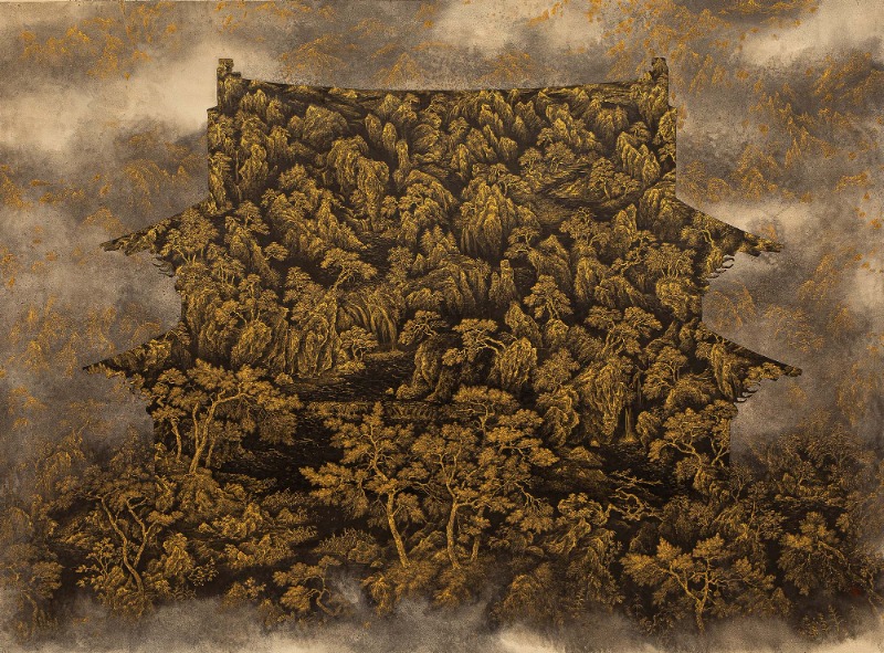 이동시점으로 본 풍경 Yellow 20-05 · 장지 위에 먹, 안료 · 179x243cm · 2020 (이미지 제공 = 조현화랑)