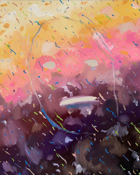 Face to Sunset · 캔버스에 유채 · 72.7x91cm · 2021 © ene · Face to Sunset · oil on canvas